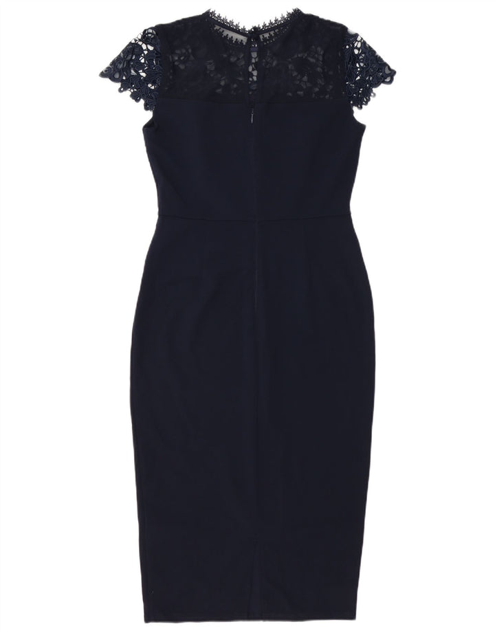 Vestido bodycon feminino Lipsy UK 10 pequeno poliéster azul marinho