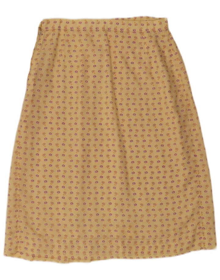 Saia feminina vintage linha A W30 floral amarelo médio
