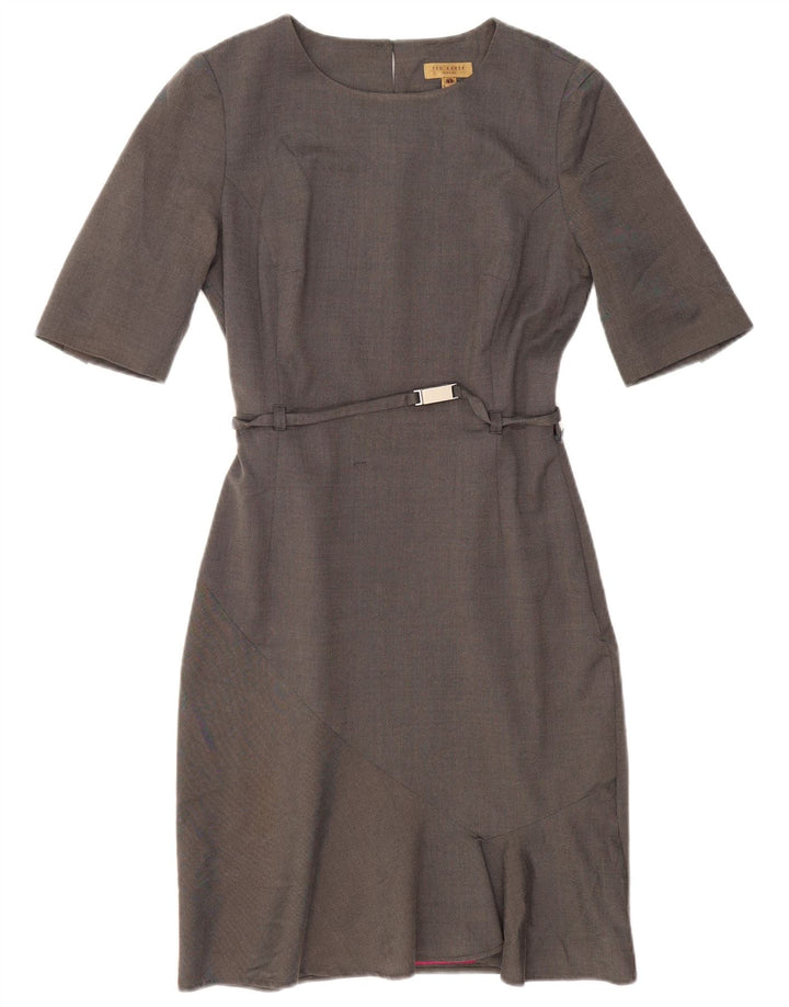 Vestido feminino Ted Baker com bainha grande tamanho 1 XS cinza