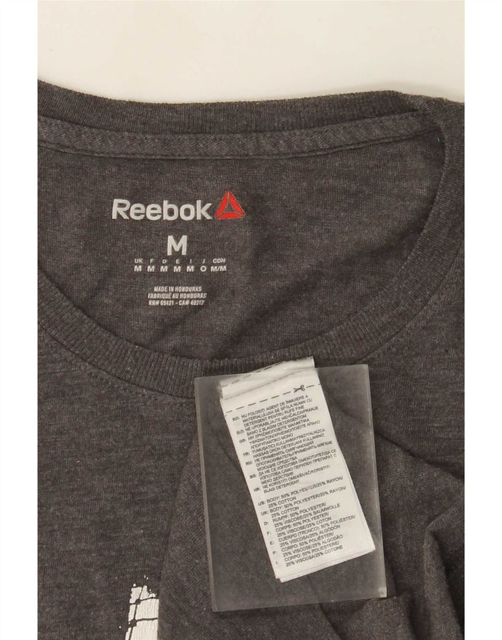 Reebok Mens Graphic T-Shirt Top Cinza Médio Poliéster