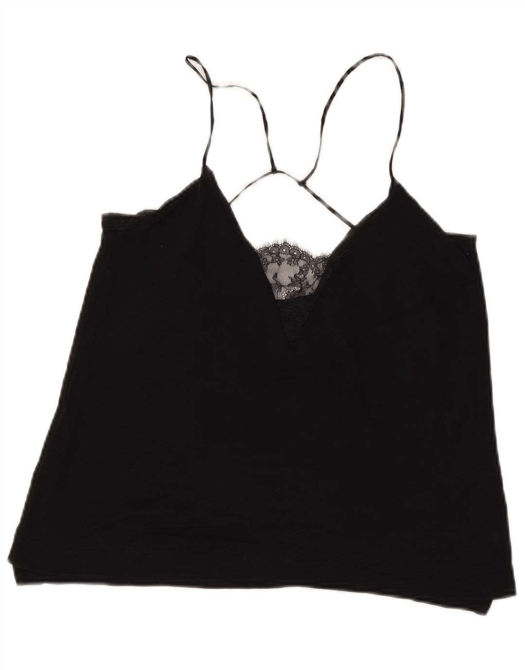 Top feminino Zara Halter UK 12 médio preto