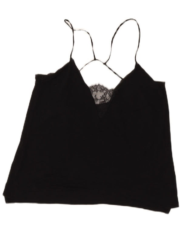 Zara Womens Halter Top UK 12 Medium Black