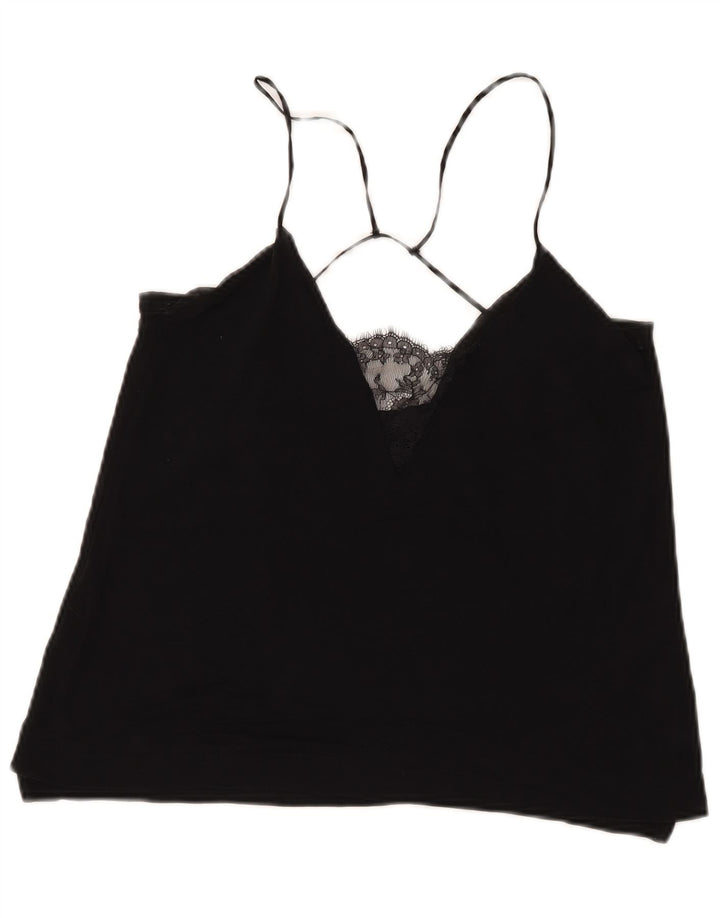 Top feminino Zara Halter UK 12 médio preto