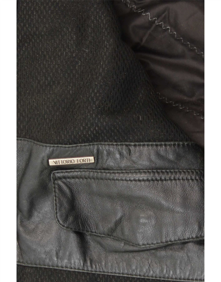 Jaqueta bomber masculina de couro Vittorio Forti IT 50 grande preta