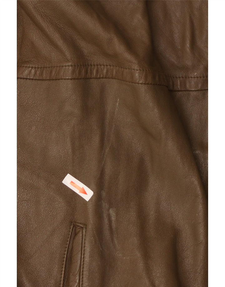Jaqueta de couro masculina vintage Reino Unido 40 grande couro cáqui