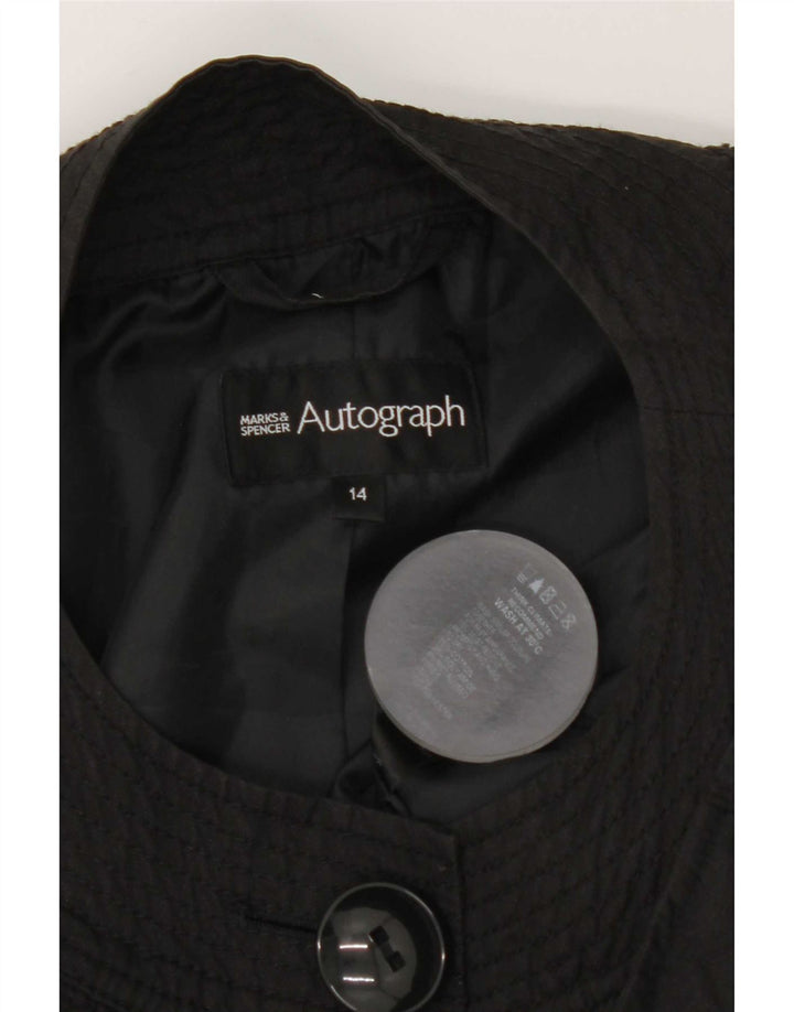 Casaco impermeável feminino Marks & Spencer Autograph Reino Unido 14 algodão preto médio