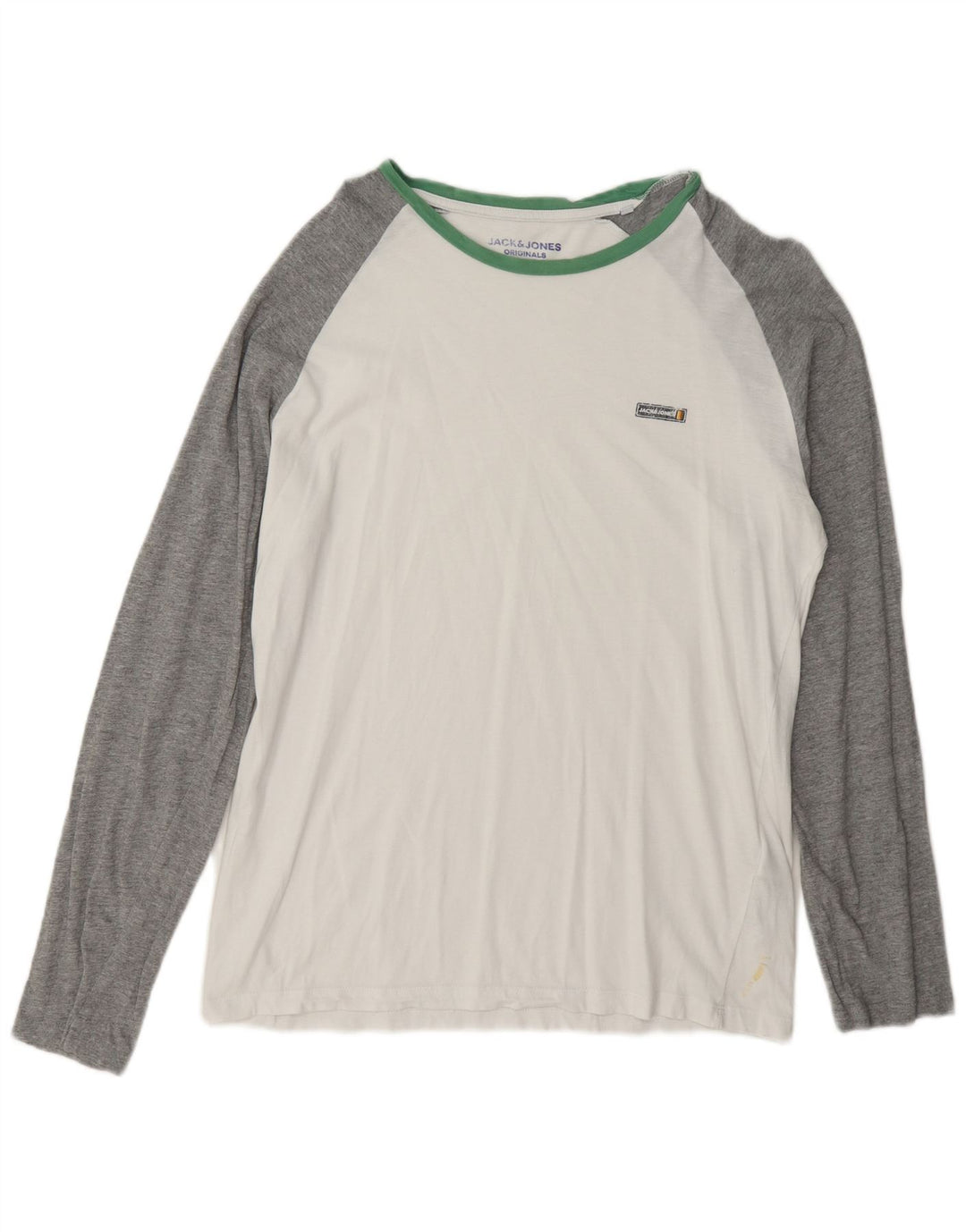 Jack & Jones Mens Regular Fit Top Manga Longa Grande Colorblock Branco