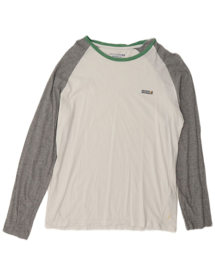 Jack & Jones Mens Regular Fit Top Manga Longa Grande Colorblock Branco