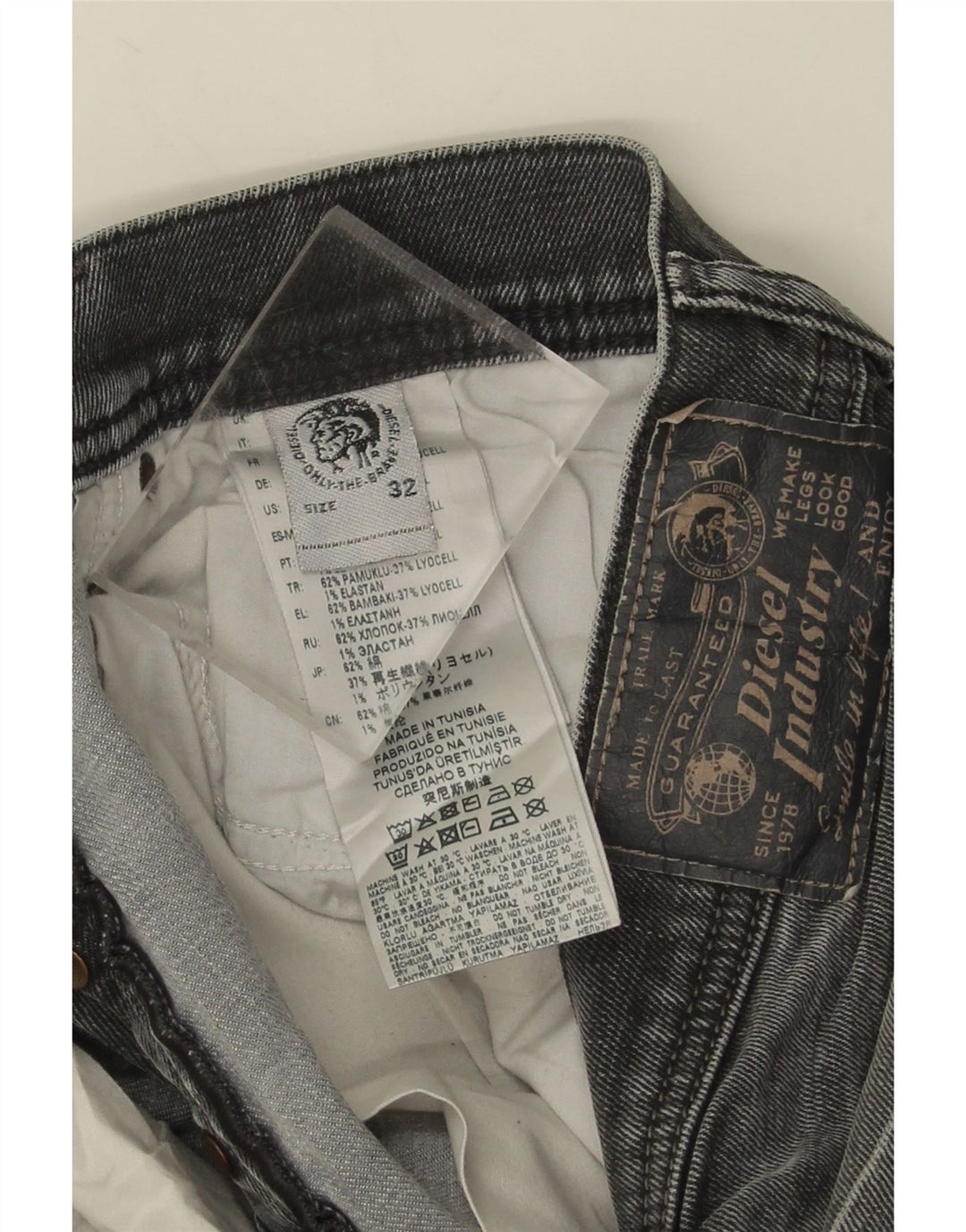 Jeans Slim Masculino Diesel W32 L32 Algodão Cinza