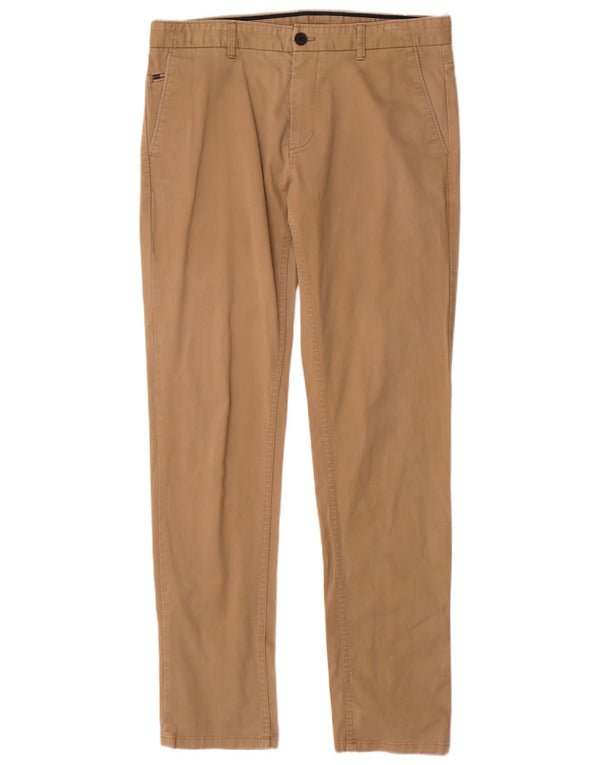 Zara Mens Slim Chino Calças EU 44 Grande W34 L33 Algodão Bege