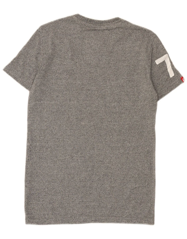 Camiseta gráfica masculina Superdry XS algodão manchado cinza