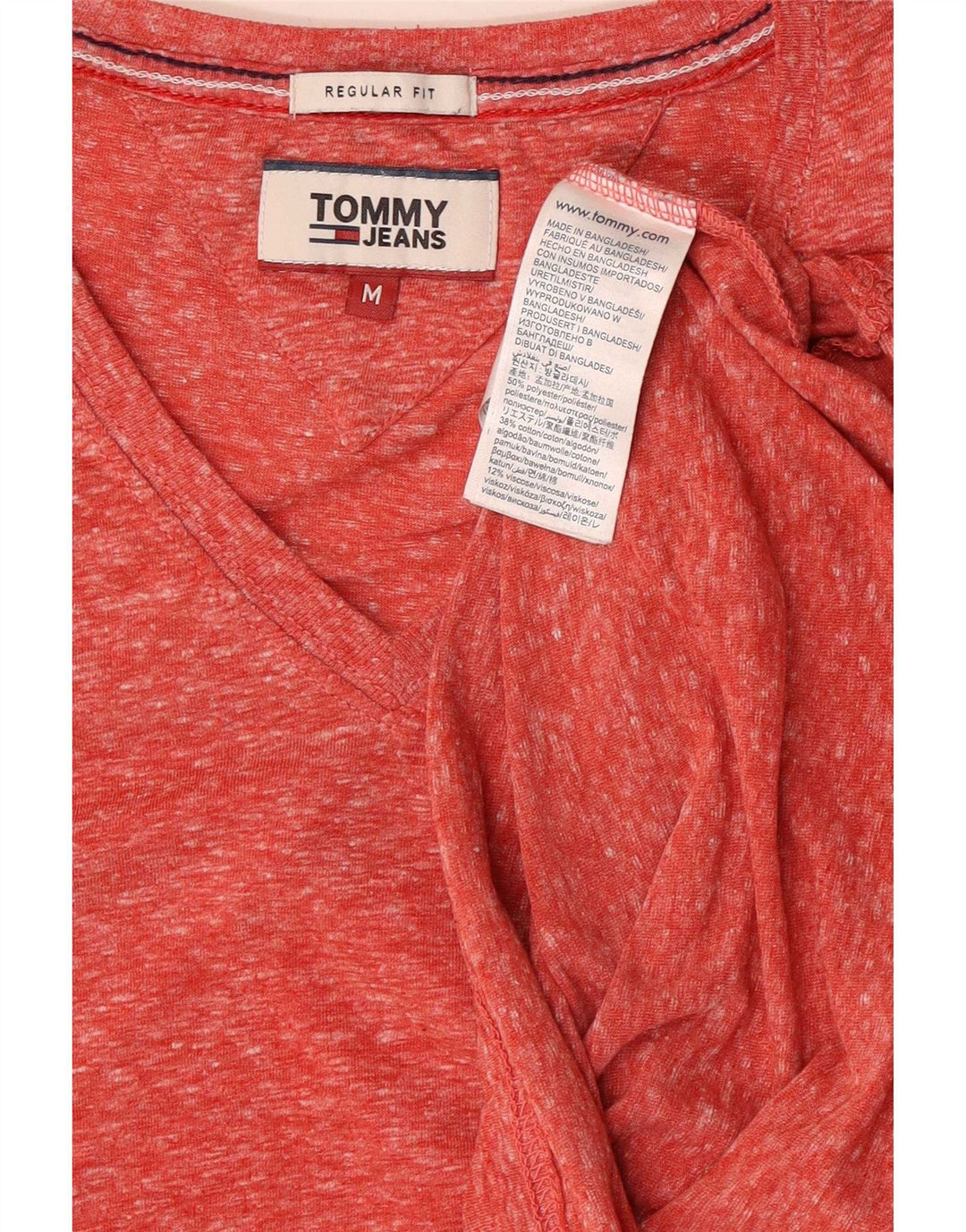 Tommy Hilfiger Camiseta masculina Regular Fit Top Médio Poliéster Salpicado Rosa