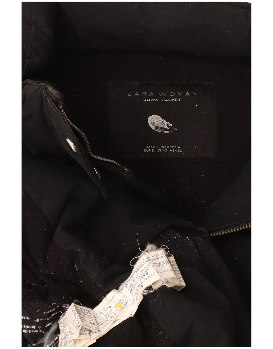 Jaqueta acolchoada feminina Zara UK 10 pequeno algodão preto
