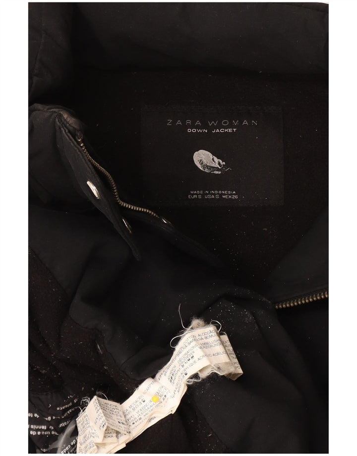 Jaqueta acolchoada feminina Zara UK 10 pequeno algodão preto