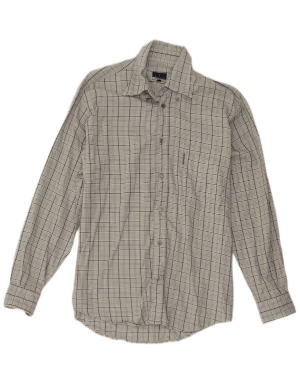 Camisa masculina Trussardi xadrez cinza médio