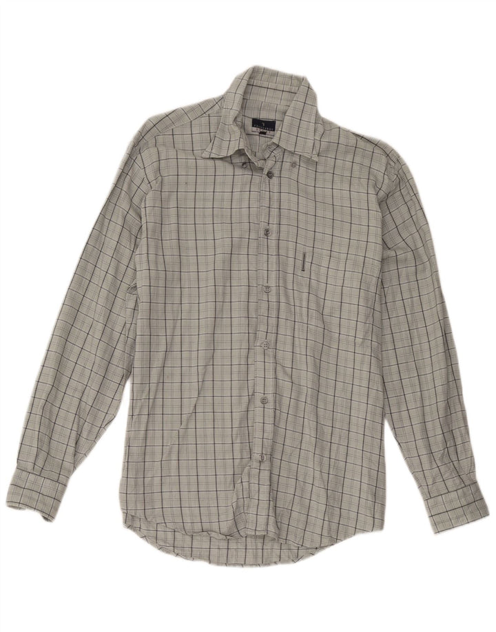 Camisa masculina Trussardi xadrez cinza médio