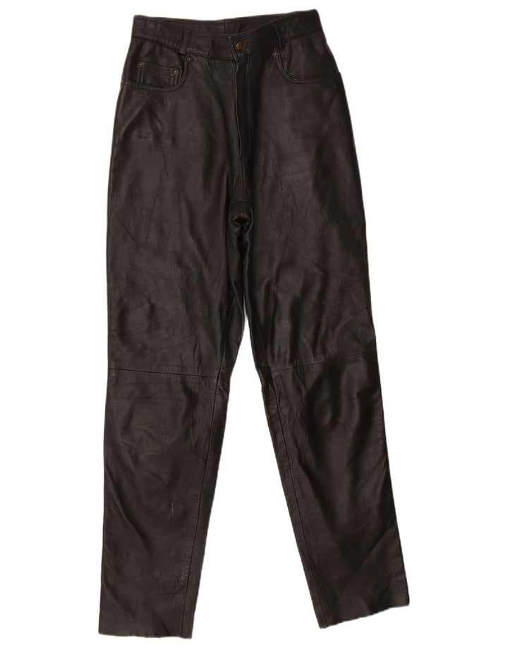 Calça masculina de couro de cintura alta Conbipel W26 L29 couro preto
