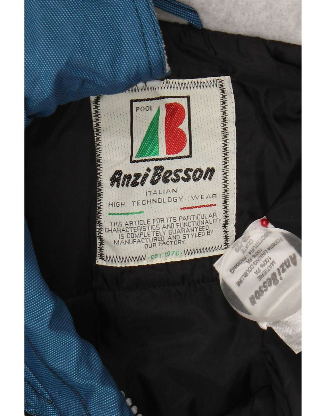 Jaqueta anoraque feminina com capuz Anzi Besson IT 42 bloco colorido azul médio