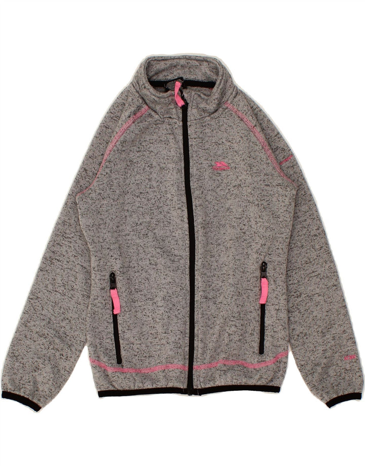 TRESPASS Girls Tracksuit Top Jacket 7-8 Years Grey Cotton Vintage Trespass and Second-Hand Trespass from Messina Hembry 