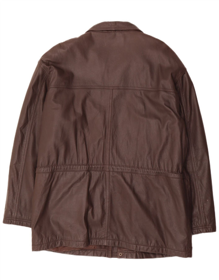 Jaqueta de couro masculina vintage IT 52 XL couro marrom
