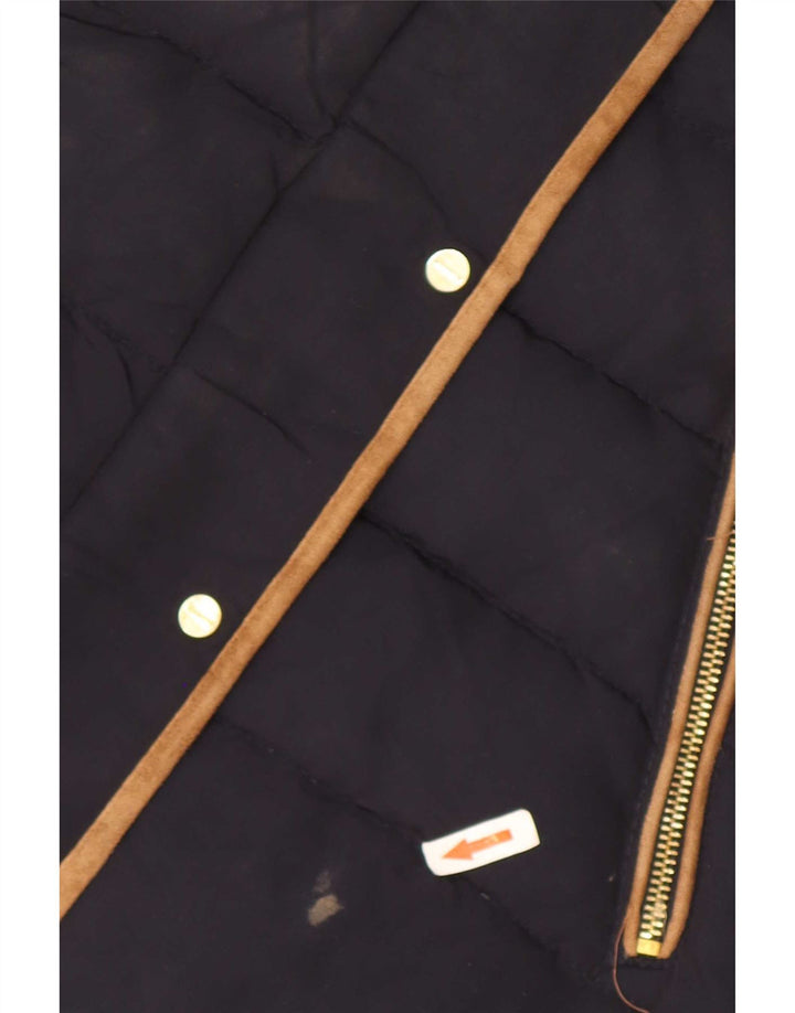 Jaqueta acolchoada com capuz feminino Zara UK 10 poliéster azul marinho pequeno