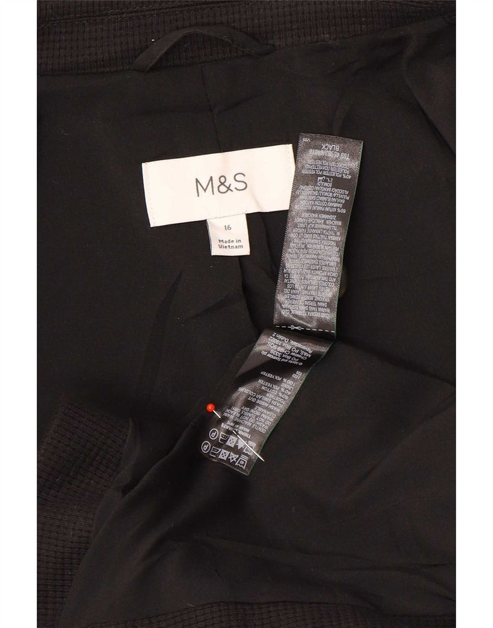 Jaqueta blazer feminina Marks & Spencer com 1 botão Reino Unido 16 grande algodão preto