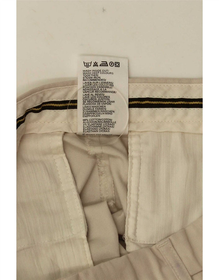 Calça masculina Marks & Spencer com pegged terno W34 L31 algodão bege
