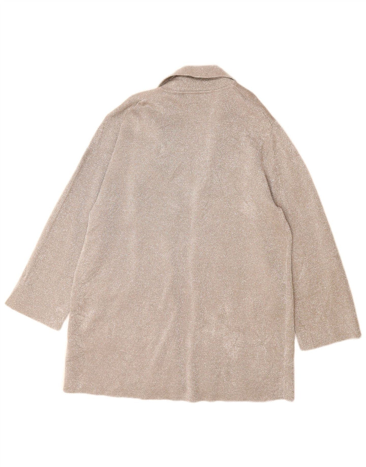 Suéter feminino J. Crew 365 Open Cardigan Reino Unido 14 Médio Prata Poliéster
