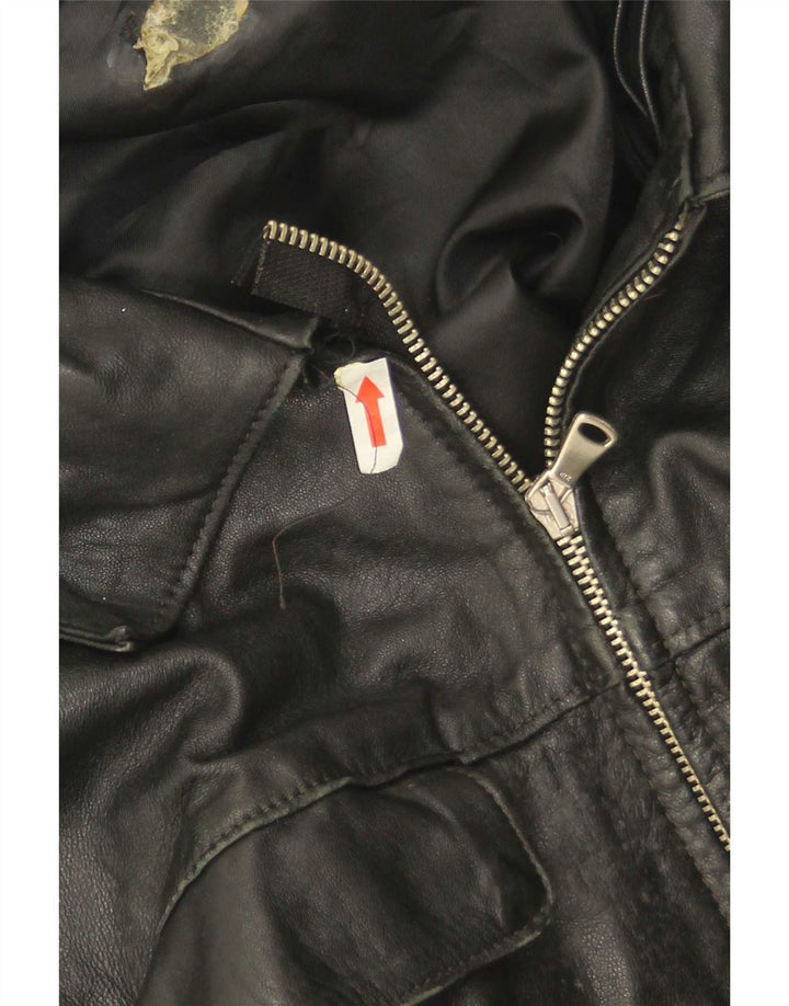 Jaqueta de couro masculina vintage UK 38 média preta