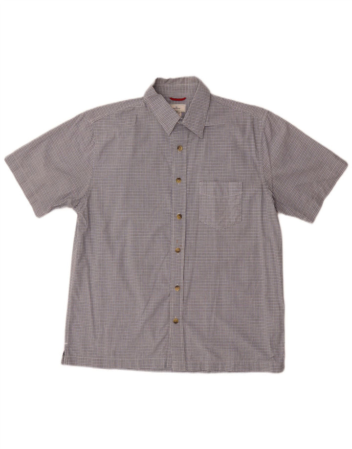 Camisa masculina de manga curta DOCKERS algodão xadrez azul médio