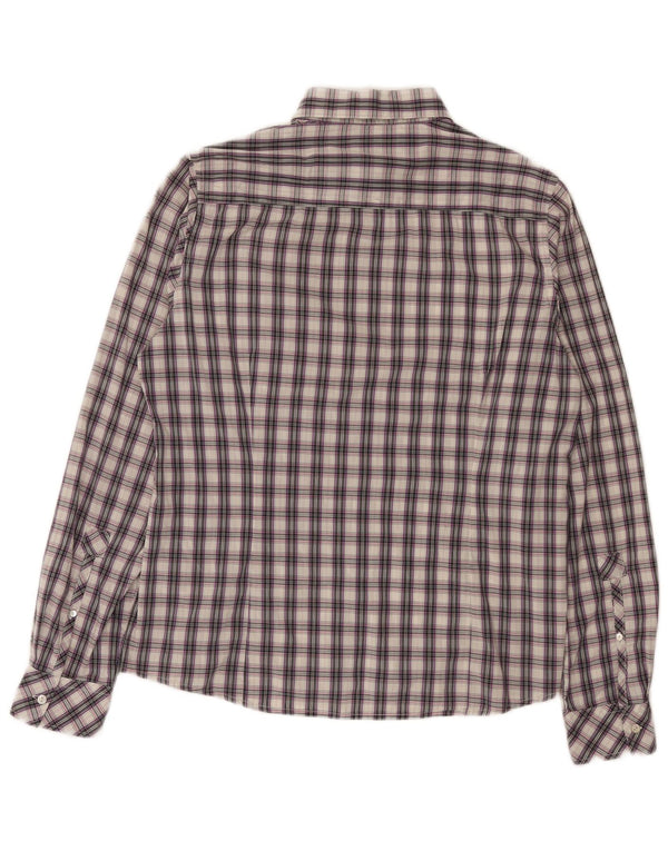 Camisa feminina La Martina tamanho 5 grande algodão xadrez roxo