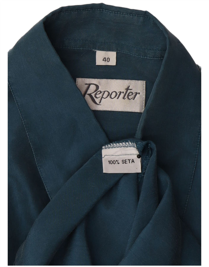 Camisa masculina Reporter tamanho 40 seda azul marinho médio