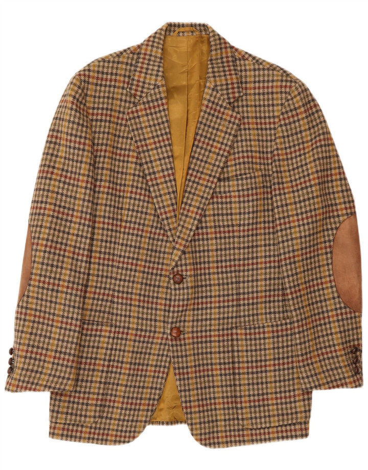 Jaqueta blazer masculina de 2 botões Henry Cottons IT 48 marrom médio houndstooth
