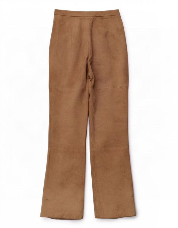 Calça feminina vintage de camurça W26 L32 bege