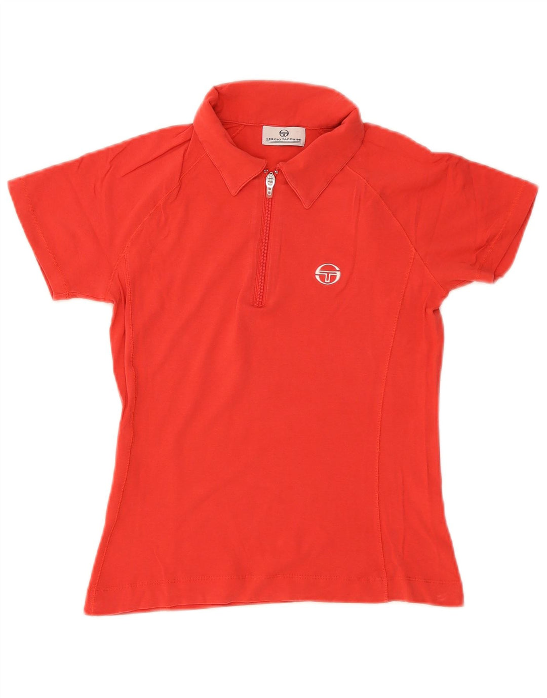 Camisa polo feminina Sergio Tacchini Reino Unido 12 algodão vermelho médio