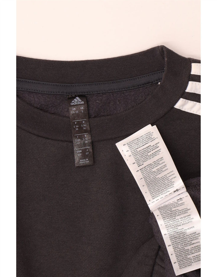 ADIDAS Womens Crop Oversized Sweatshirt Jumper UK 8/10 Pequeno Cinza Algodão