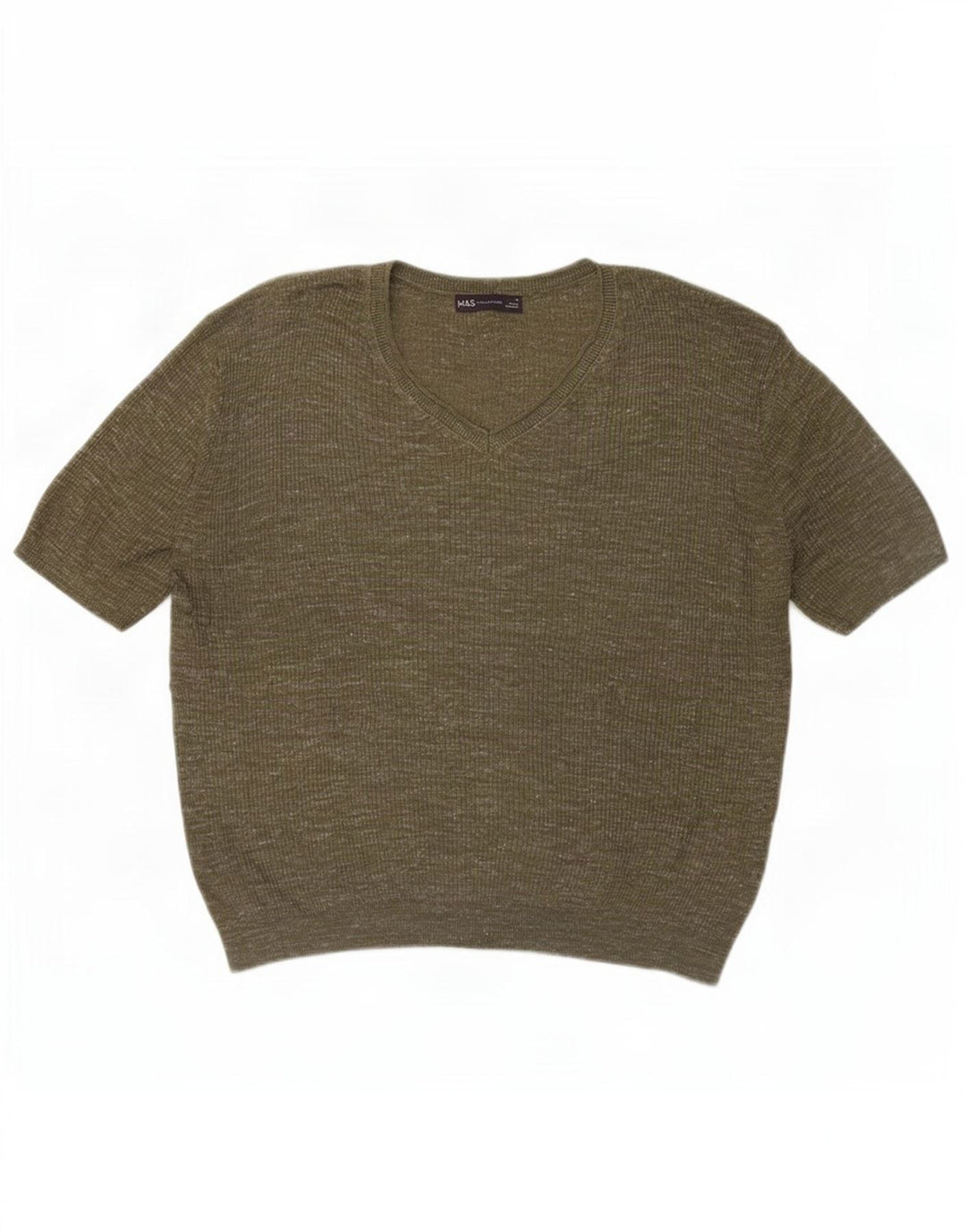 Suéter feminino Marks & Spencer com decote em V Reino Unido 14 verde médio