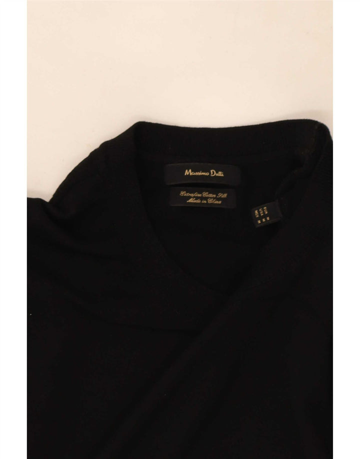 Suéter masculino Massimo Dutti de manga curta com gola redonda médio preto