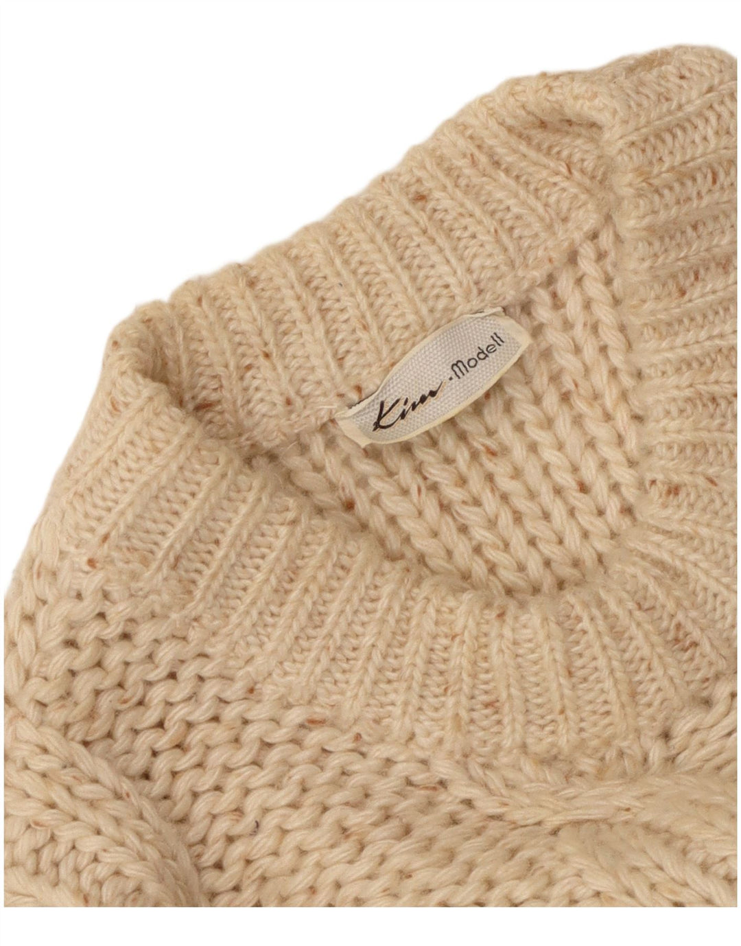 Suéter feminino VINTAGE com gola redonda UK 16 grande off white