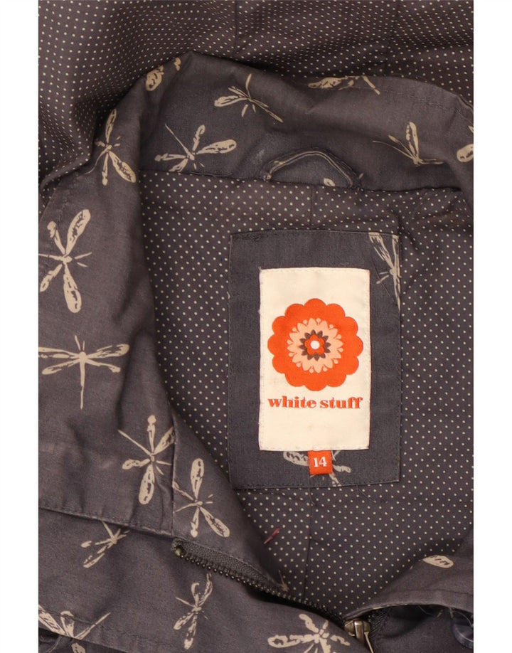 Jaqueta corta-vento feminina WHITE STUFF Reino Unido 14 grande azul marinho com estampa animal