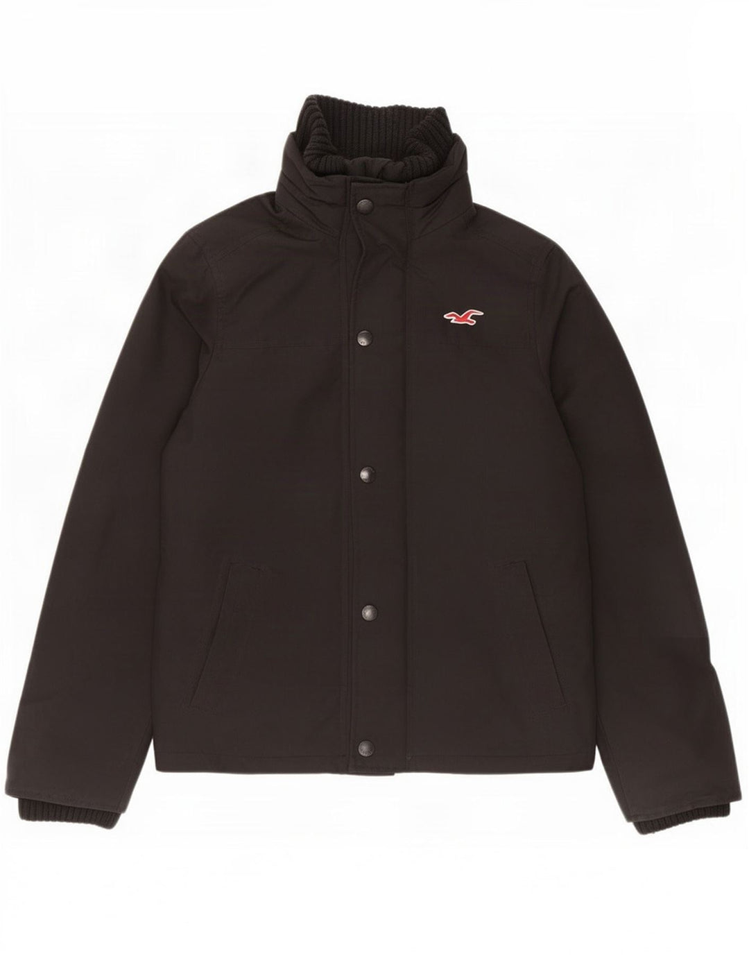 Jaqueta corta-vento masculina Hollister UK 36 poliéster preto pequeno