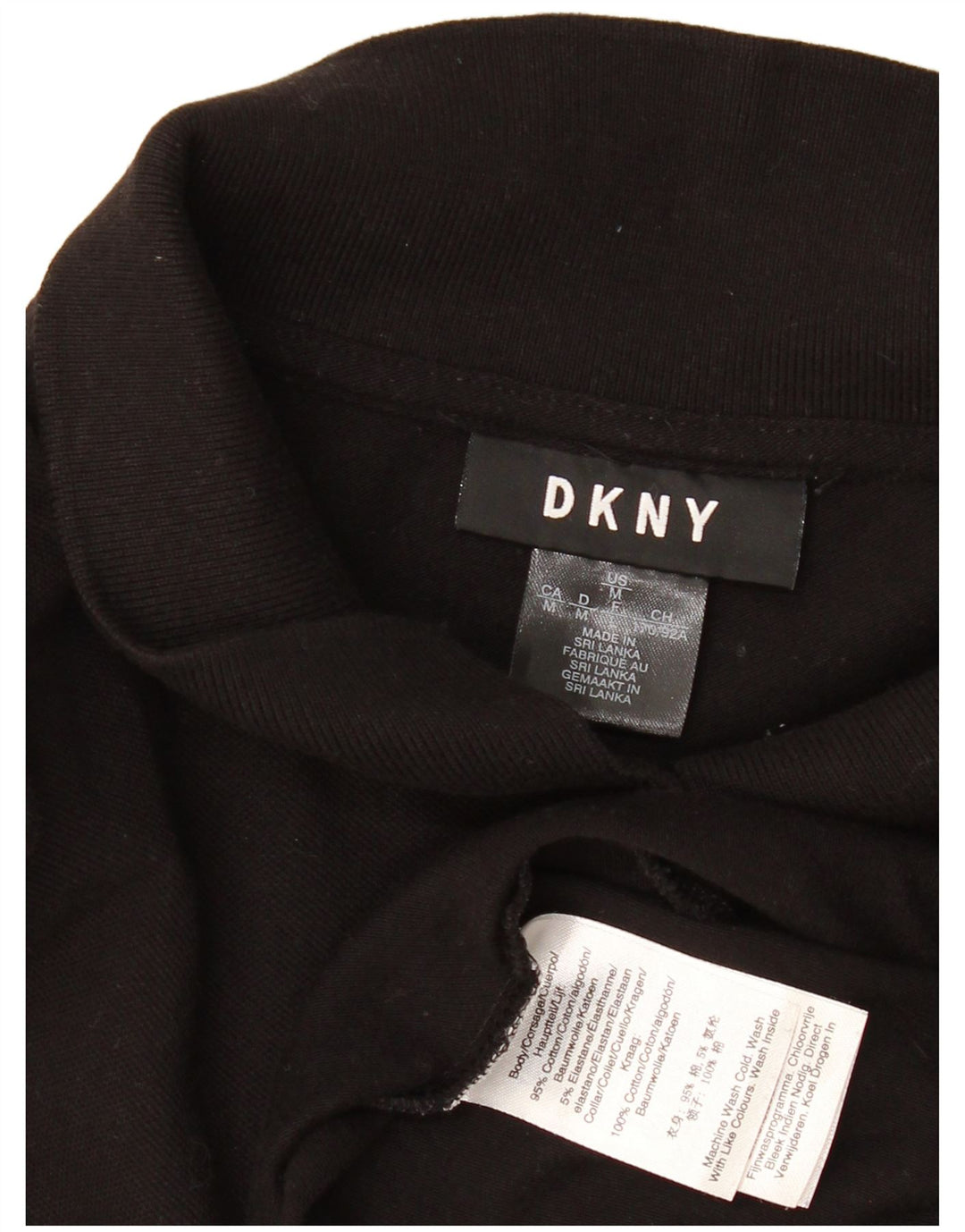 Vestido polo feminino Dkny UK 14 grande algodão preto