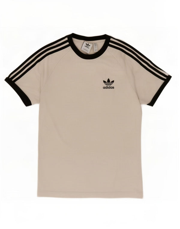 Adidas Mens T-Shirt Top Pequeno Algodão Branco