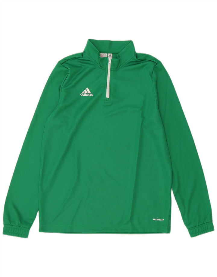 ADIDAS Boys Aeroready Zip Neck Pullover Treino Top 13-14 Anos Verde