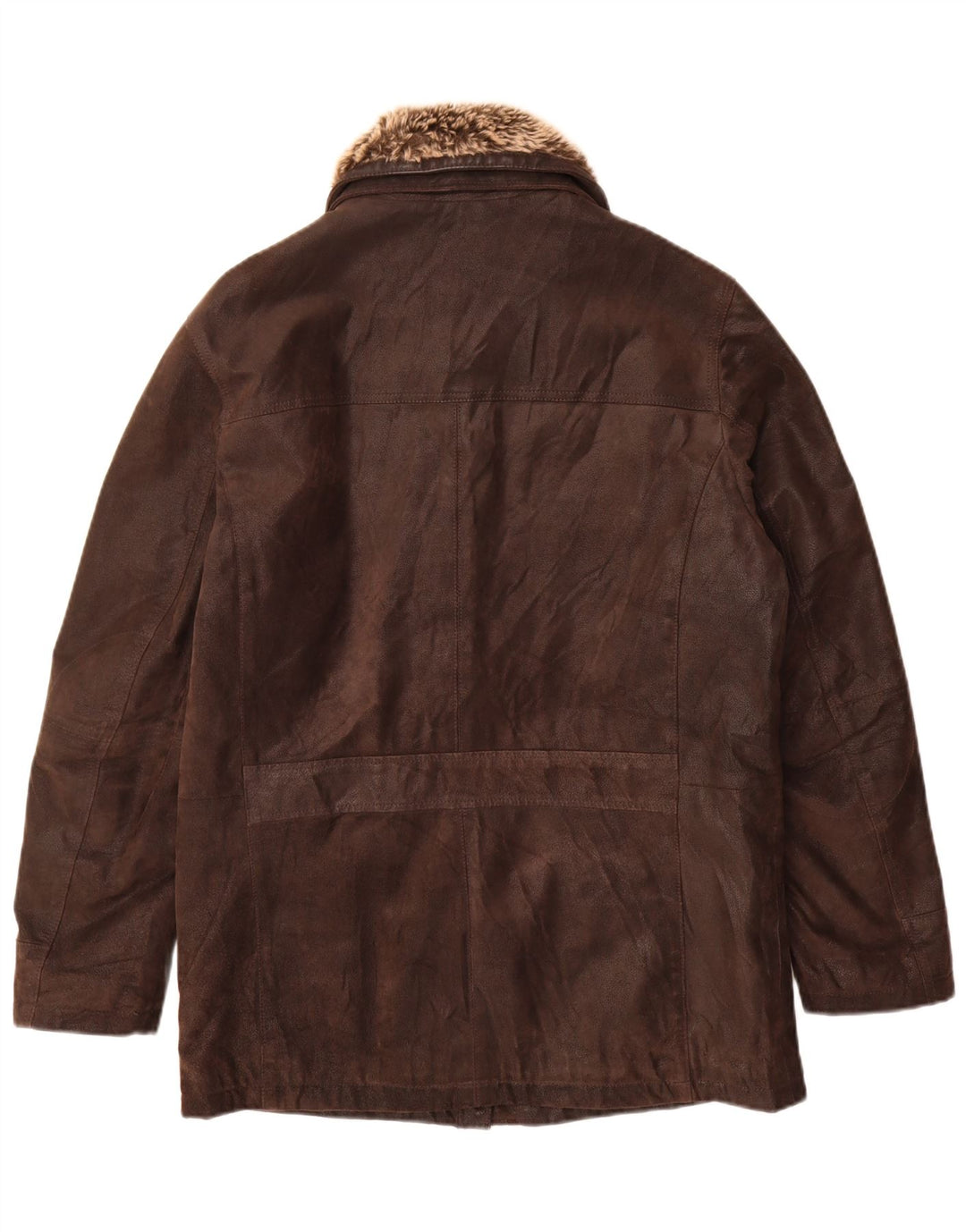 Casaco de couro masculino vintage IT 48 couro marrom médio
