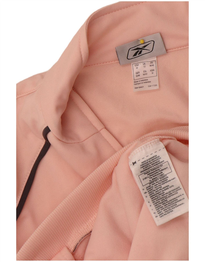 Reebok Womens Tracksuit Top Jacket UK 12 Medium Pink Colourblock Poliéster