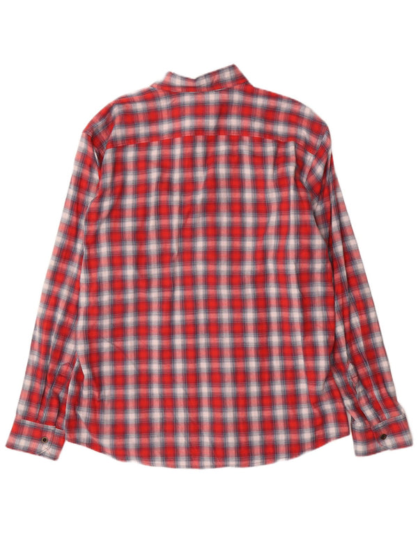 Camisa Wrangler masculina de flanela ocidental XL de algodão xadrez vermelho