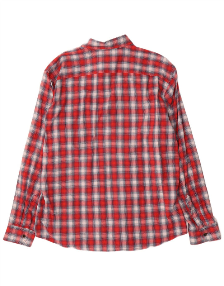 Camisa Wrangler masculina de flanela ocidental XL de algodão xadrez vermelho