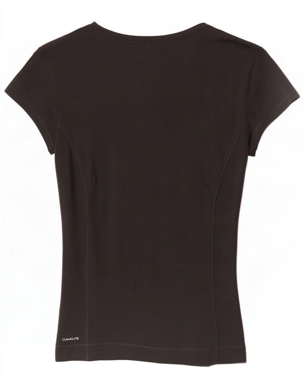 Adidas Womens Climalite T-Shirt Top UK 8 Pequeno Poliéster Preto