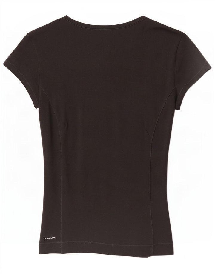 Adidas Womens Climalite T-Shirt Top UK 8 Pequeno Poliéster Preto